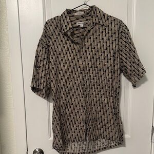 Pierre Cardin Black and Tan Patterned Shirt